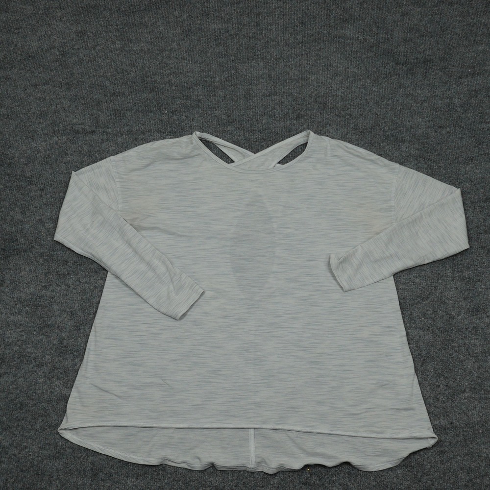 Lululemon Shirt Womens 8 Gray Space Dye Open Back Crisscross Long Sleeve Yoga